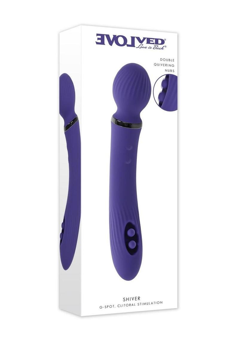 Shiver Dual End Rechargeable Silicone Vibrator - Purple