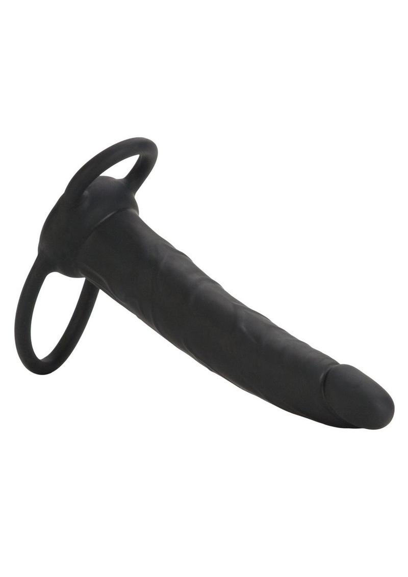 Silicone Double Rider Dildo Cock Ring - Black