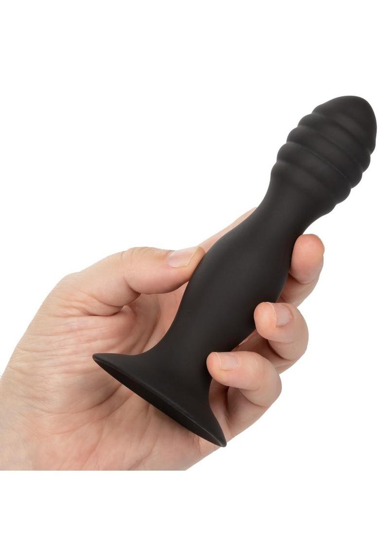 Silicone Ribbed Anal Stud - Black