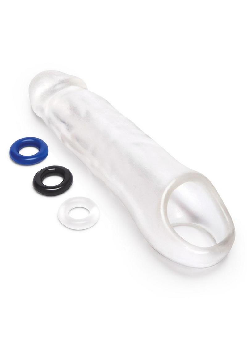 Size Up Extra Girthy Clear View Penis Extender with Ball Loop - Clear - 3in