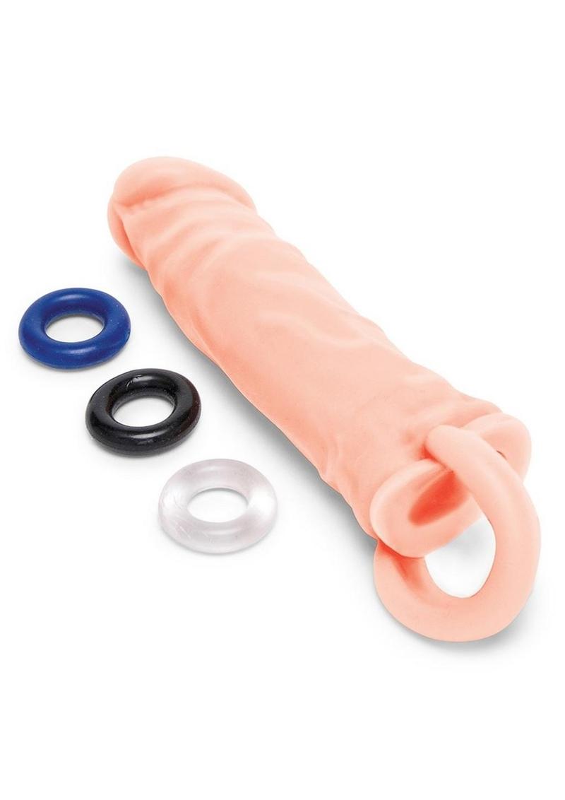 Size Up Silicone Realistic Penis Extender with Ball Loop - Vanilla - 1in