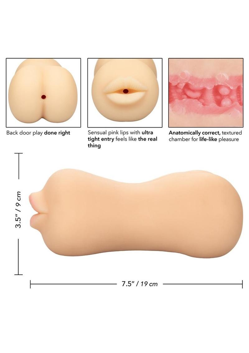 Stroke It Realistic Dual Ended Stroker - Mouth and Ass - Ivory/Vanilla