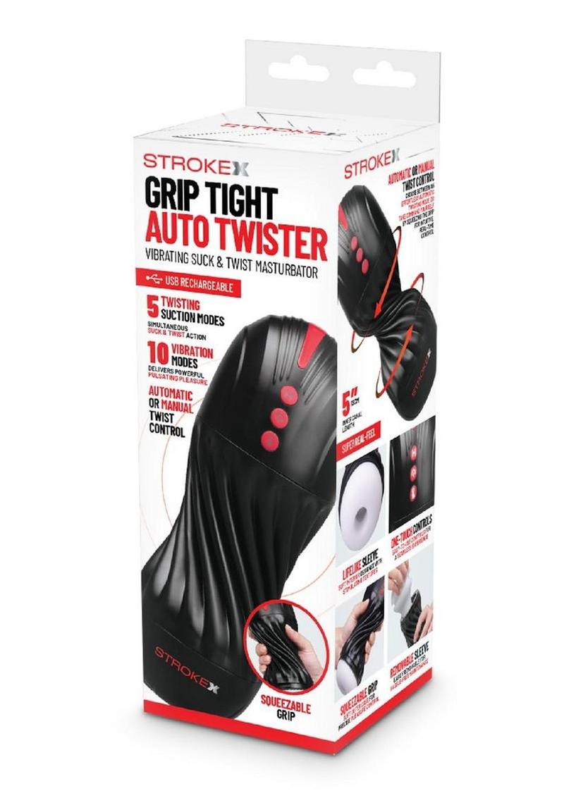 Stroke-X Grip Tight Auto Twister Rechargeable Masturbator - Black/Frost