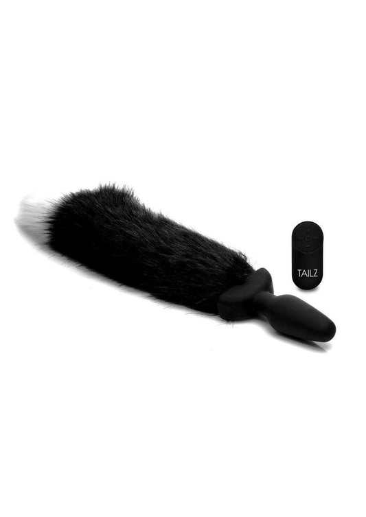 Tailz Moving and Vibrating Fox Tail - Black/Grey