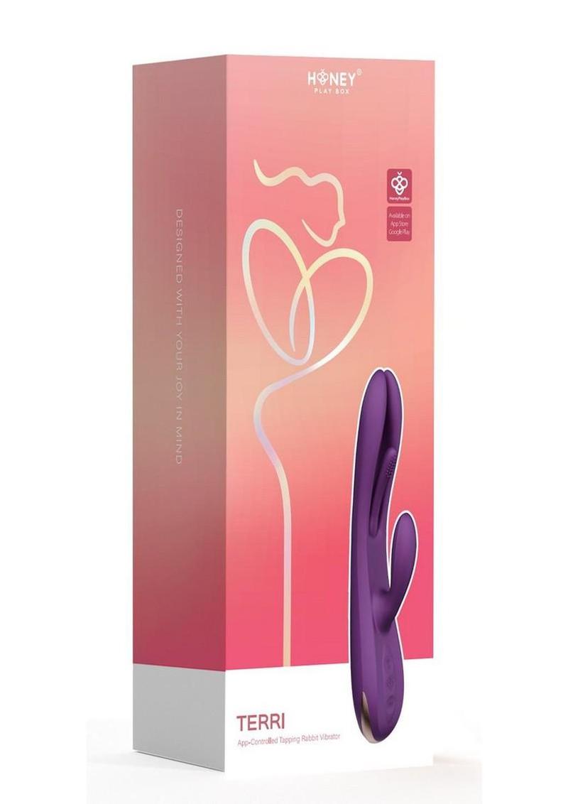 Terri App Controlled Kinky Finger Tapping Rabbit Vibrator - Gold/Purple