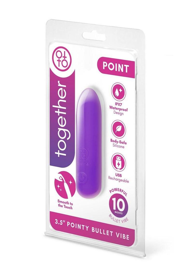 Together Point Pointy Bullet Silicone Rechargeable Vibrator - Purple - 3.5in
