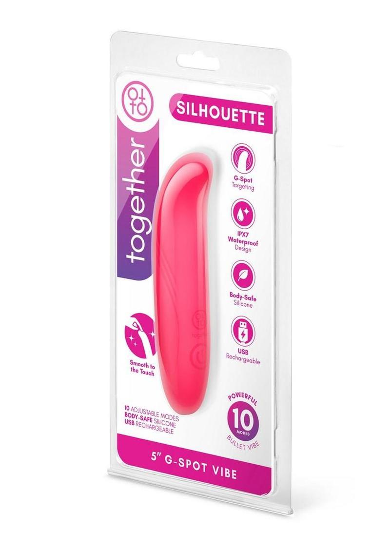 Together Silhouette Silicone Rechargeable G-Spot Vibrator - Pink - 5in