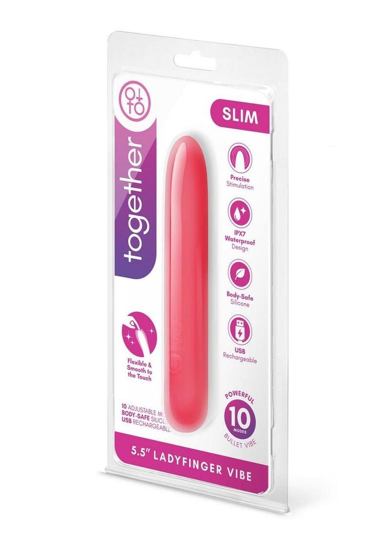 Together Slim Ladyfinger Silicone Rechargeable Vibrator - Pink