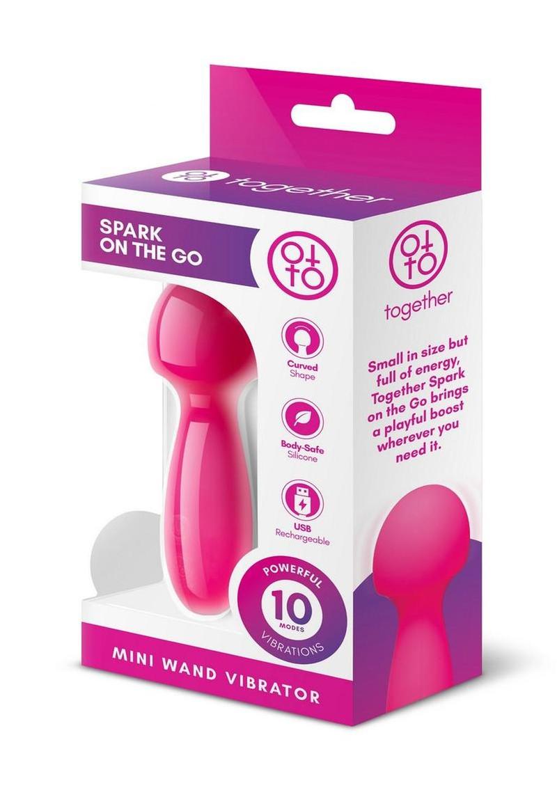 Together Spark On The Go Mini Wand Silicone Rechargeable Vibrator - Pink