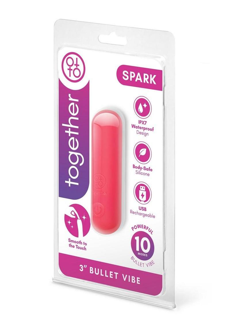 Together Spark Silicone Rechargeable Bullet Vibrator - Pink - 3in