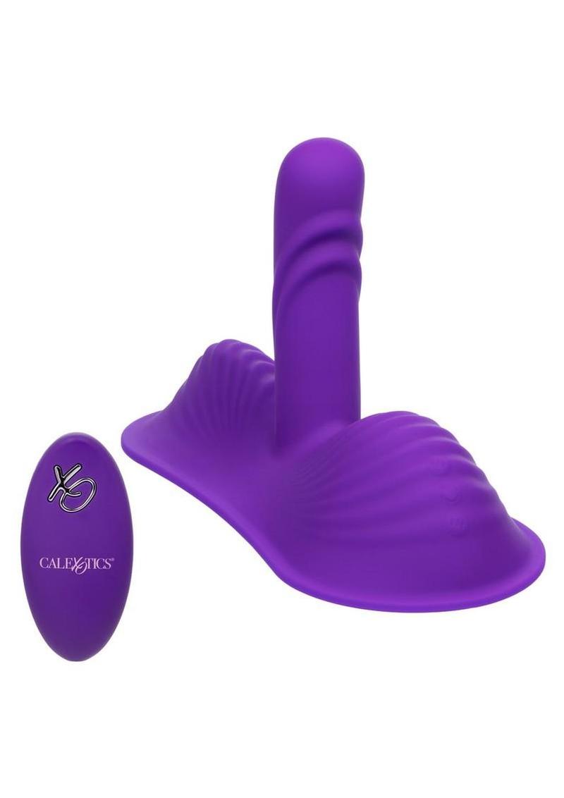 Triple Rider Rechargeable Silicone Remote Control Gyrating Rumbler - Purple