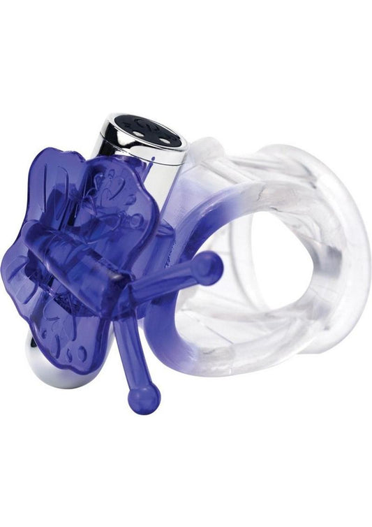 Wet Dreams Dreamboy Flutter Butter Rechargeable Silicone Jelly Cock N Ball Sling with Bullet - Clear/Purple