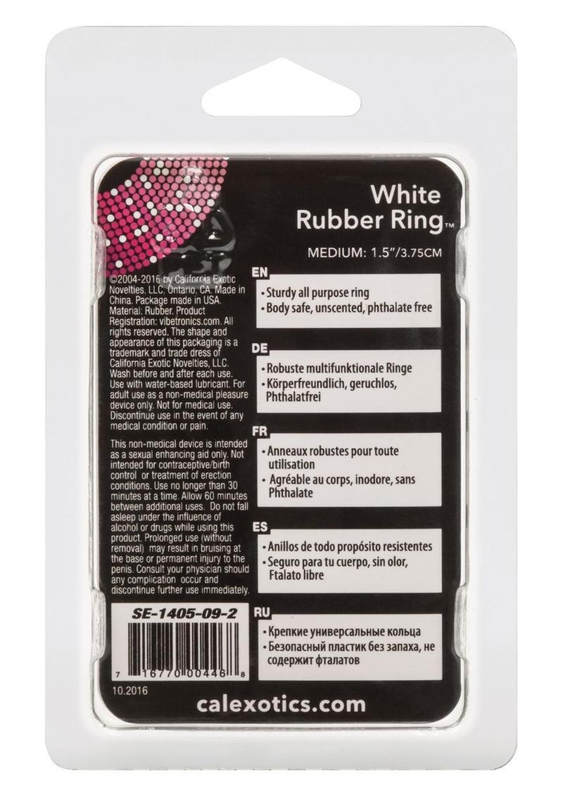White Rubber Cock Ring - White - Medium