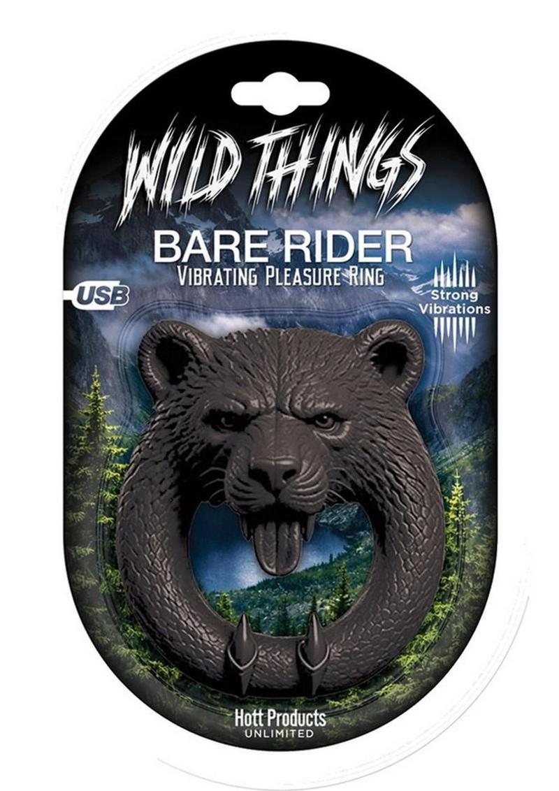 Wild Things Animal Rings Bear Rider Rechargeable Silicone Vibrating Cock Ring - Gray/Grey