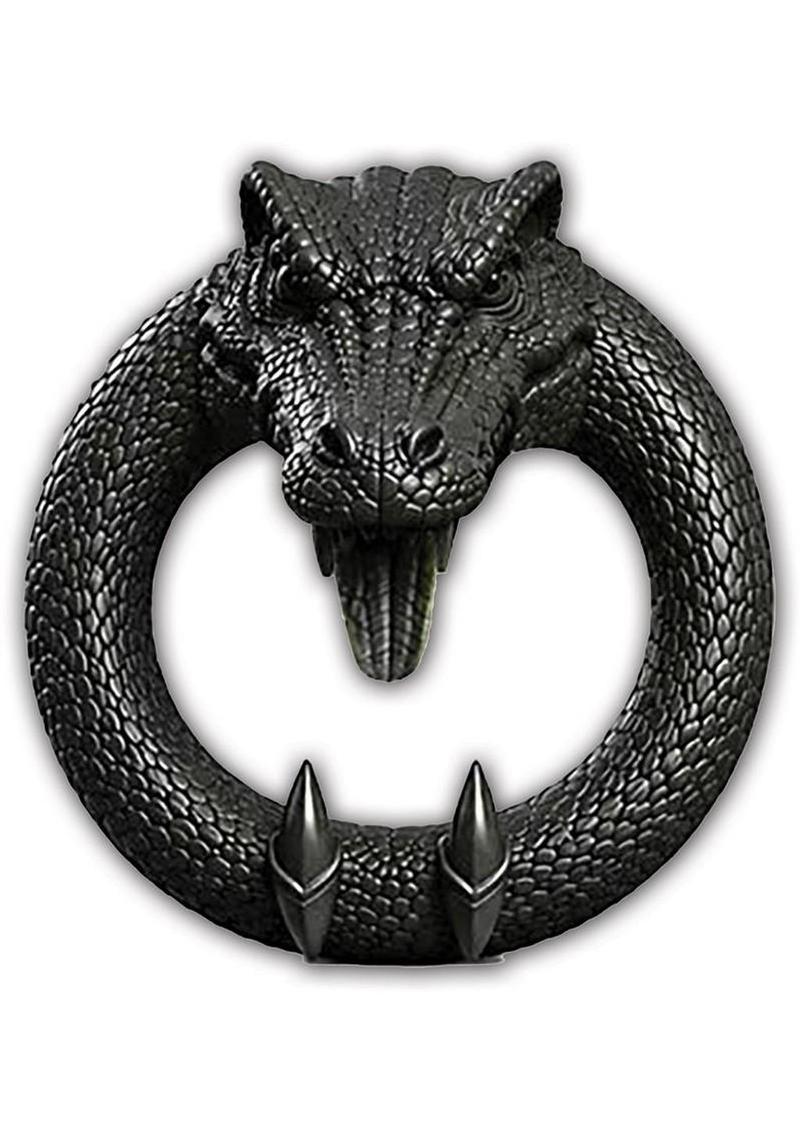 Wild Things Animal Rings Cock Crock Rechargeable Silicone Vibrating Cock Ring - Black/Green