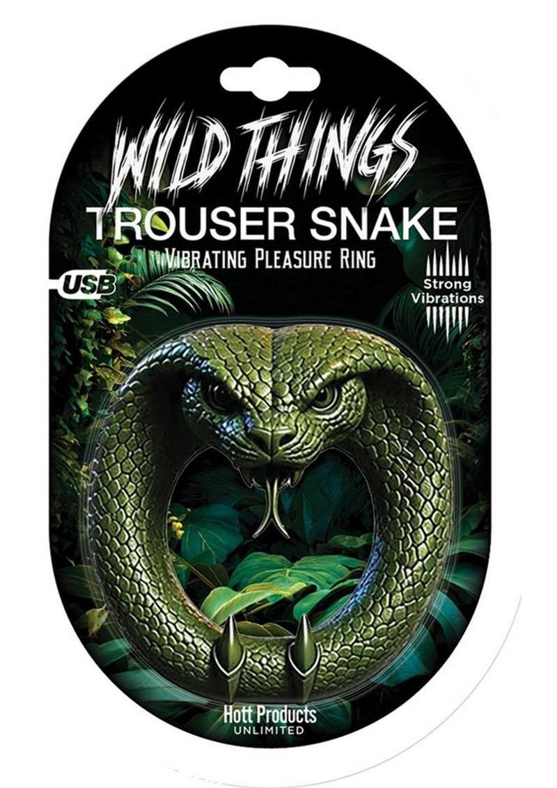 Wild Things Animal Rings Trouser Snake Rechargeable Silicone Vibrating Cock Ring - Green