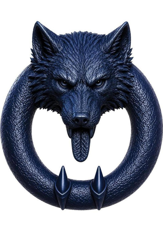 Wild Things Animal Rings Wear Wolf Rechargeable Silicone Vibrating Cock Ring - Navy