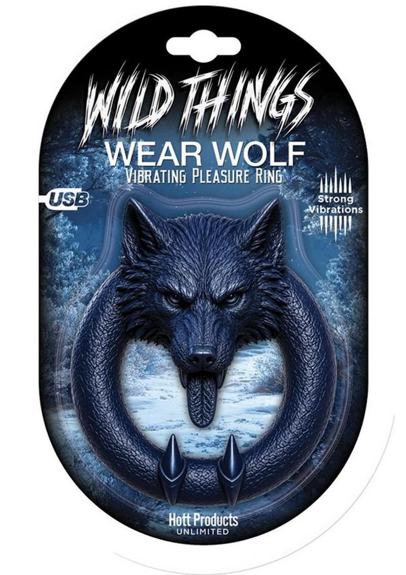 Wild Things Animal Rings Wear Wolf Rechargeable Silicone Vibrating Cock Ring - Navy