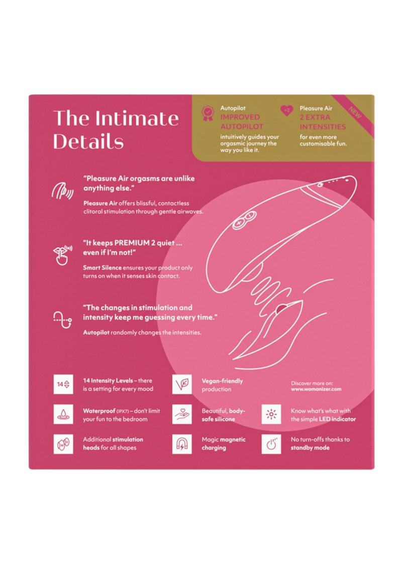 Womanizer Premium 2 Rechargeable Silicone Clitoral Stimulator - Pink/Raspberry