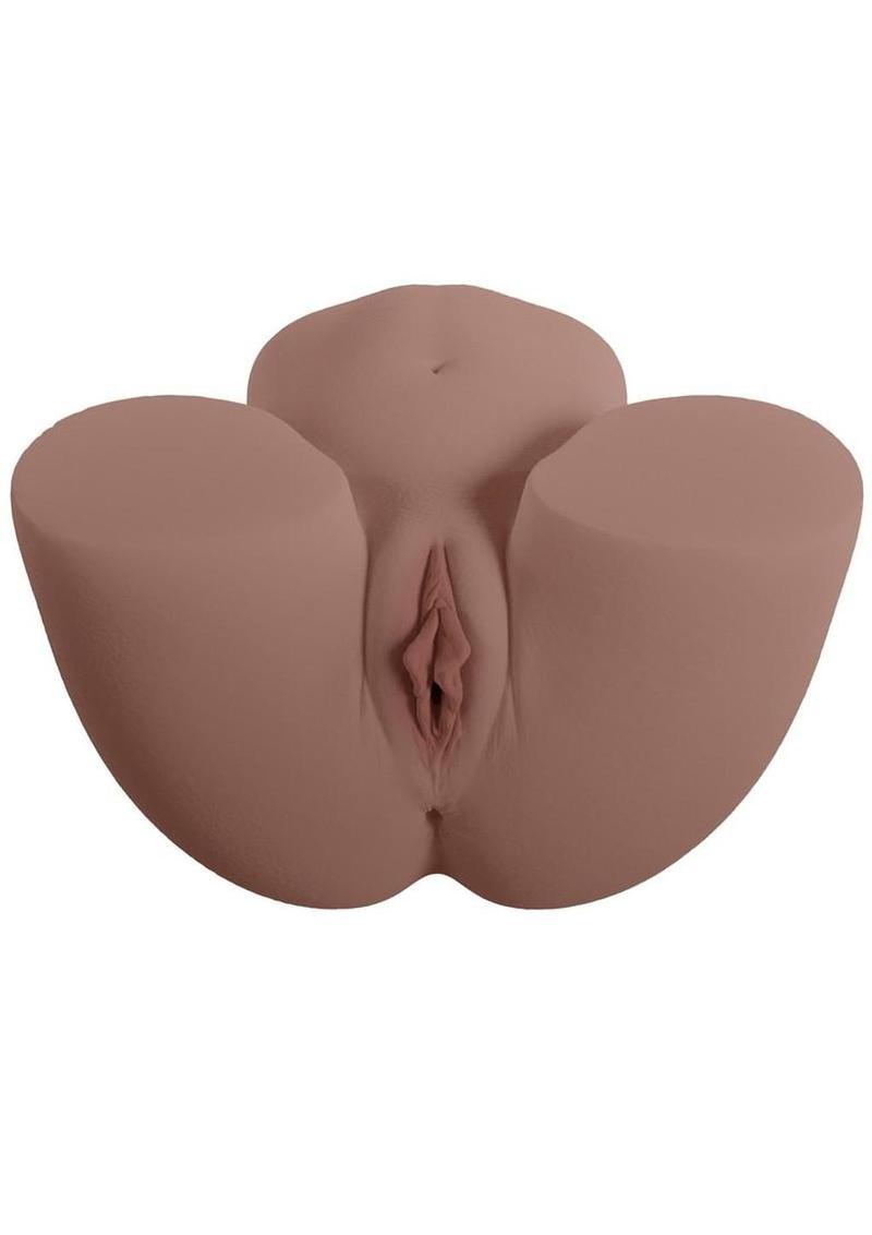Xkin Amber Allure Bodyforms Rechargeable Thrusting Vibrating Masturbator - Pussy/Ass - Chocolate