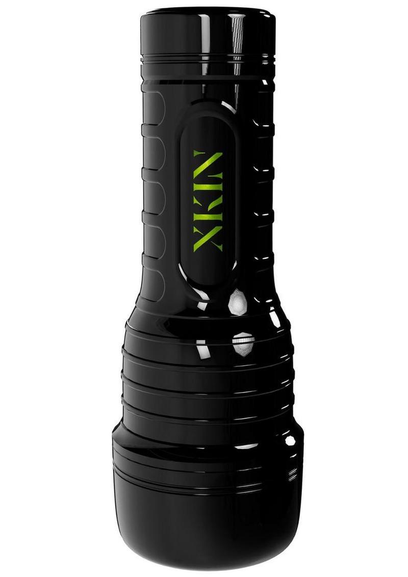 Xkin Aza Velvet Rechargeable Vibrating Torch Masturbator - Pussy - Black/Vanilla