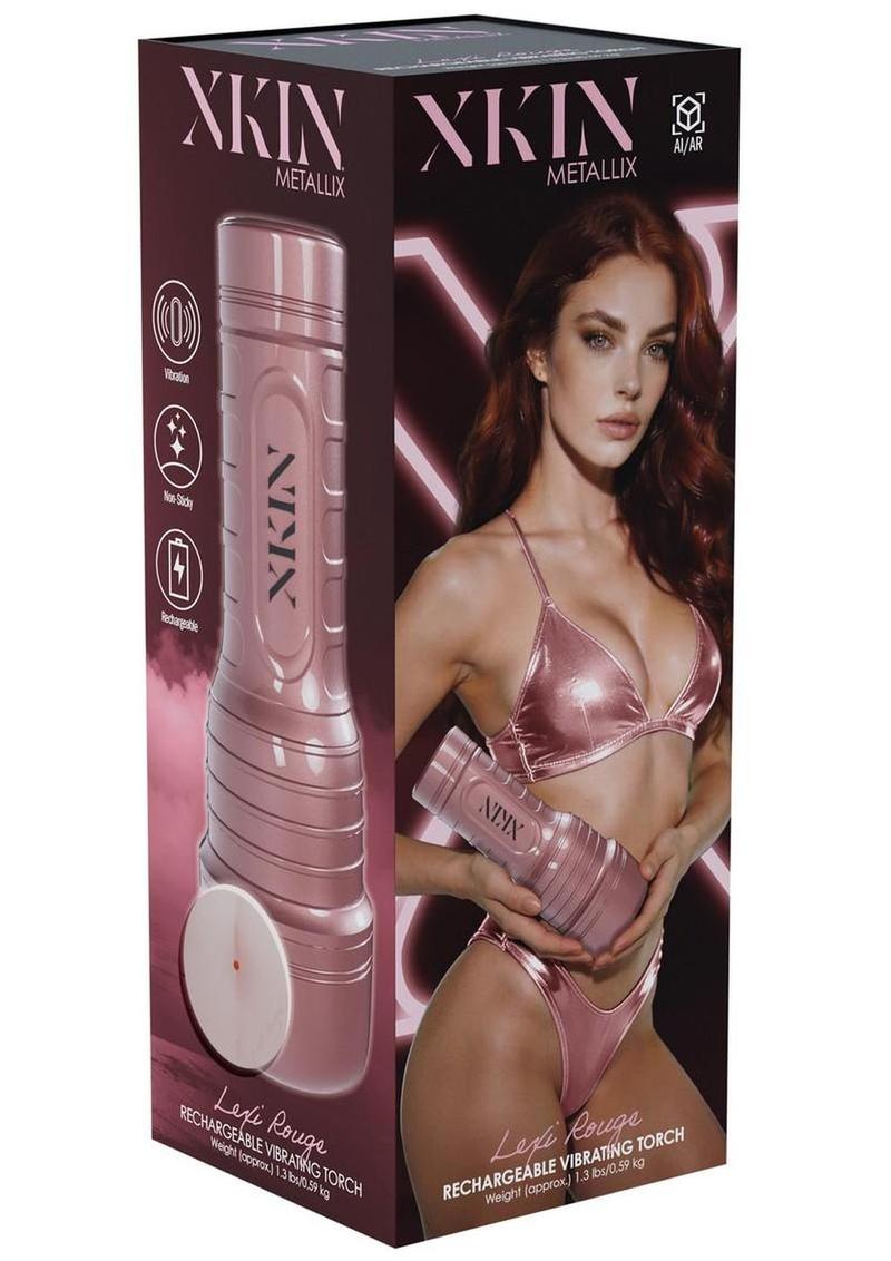 Xkin Lexi Rouge Rechargeable Vibrating Torch Masturbator - Female Ass - Rose Gold/Vanilla
