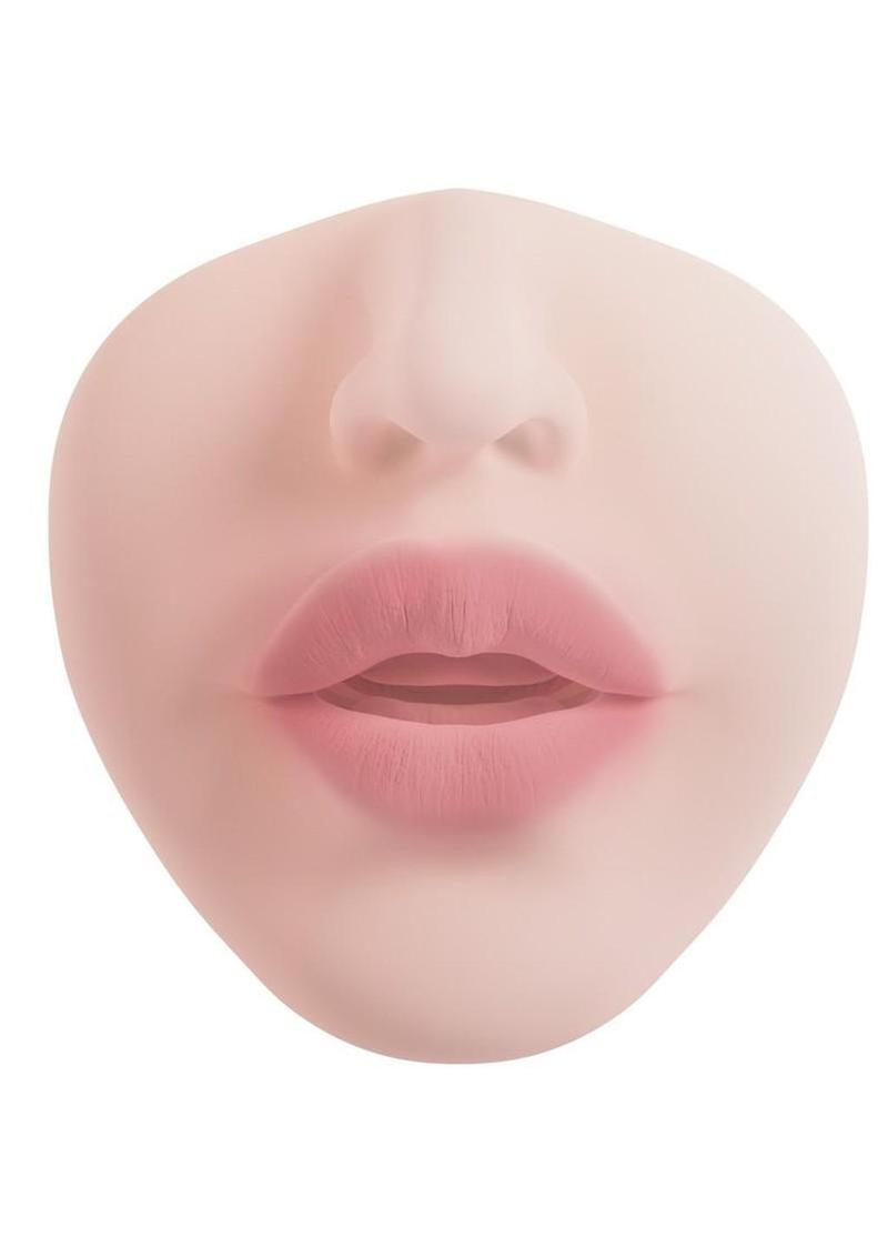 Xkin Serpentia Superhero Masturbator with Rechargeable Vibrating Bullet - Female Mouth - Vanilla