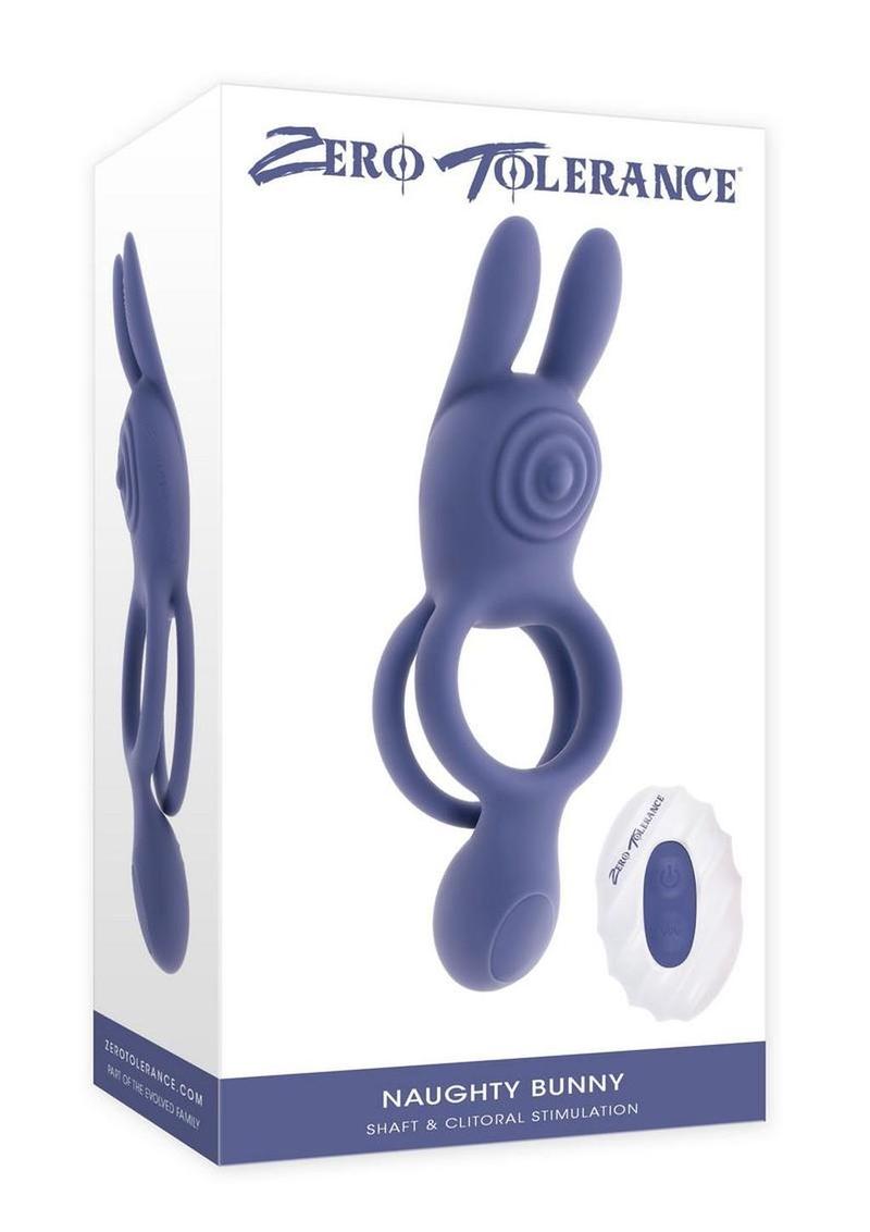 Zero Tolerance Naughty Bunny Rechargeable Silicone Vibrating Rabbit Cock Ring - Purple