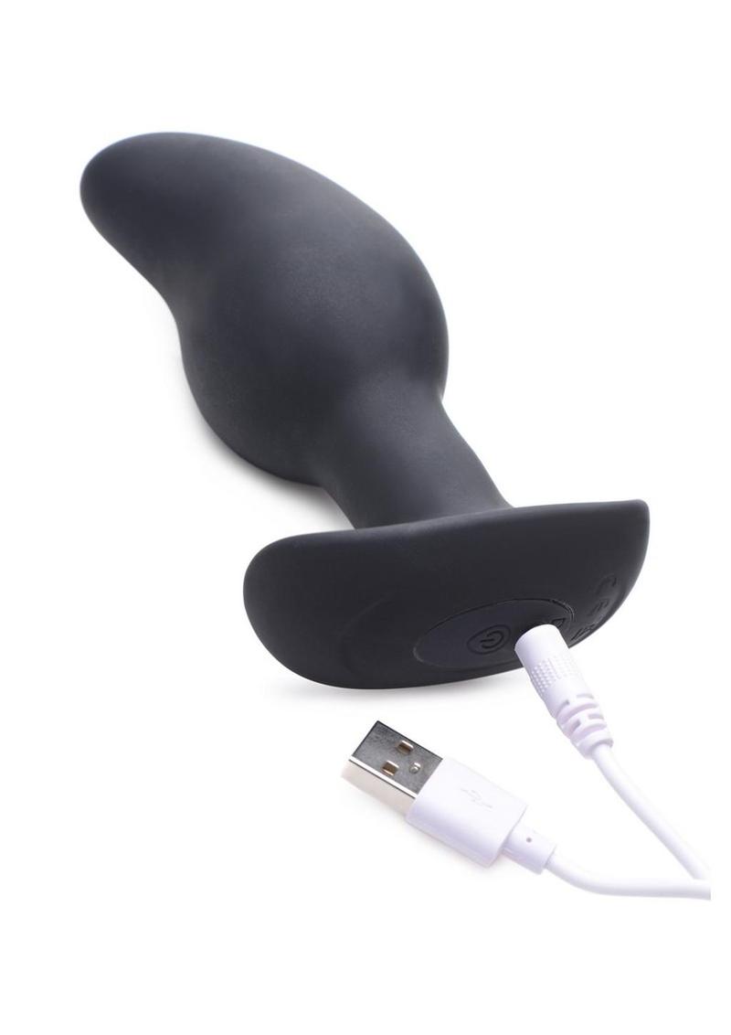 Zeus Vibrating and E-Stimulating Silicone Rechargeable Prostate Massager with Remote Control - Black